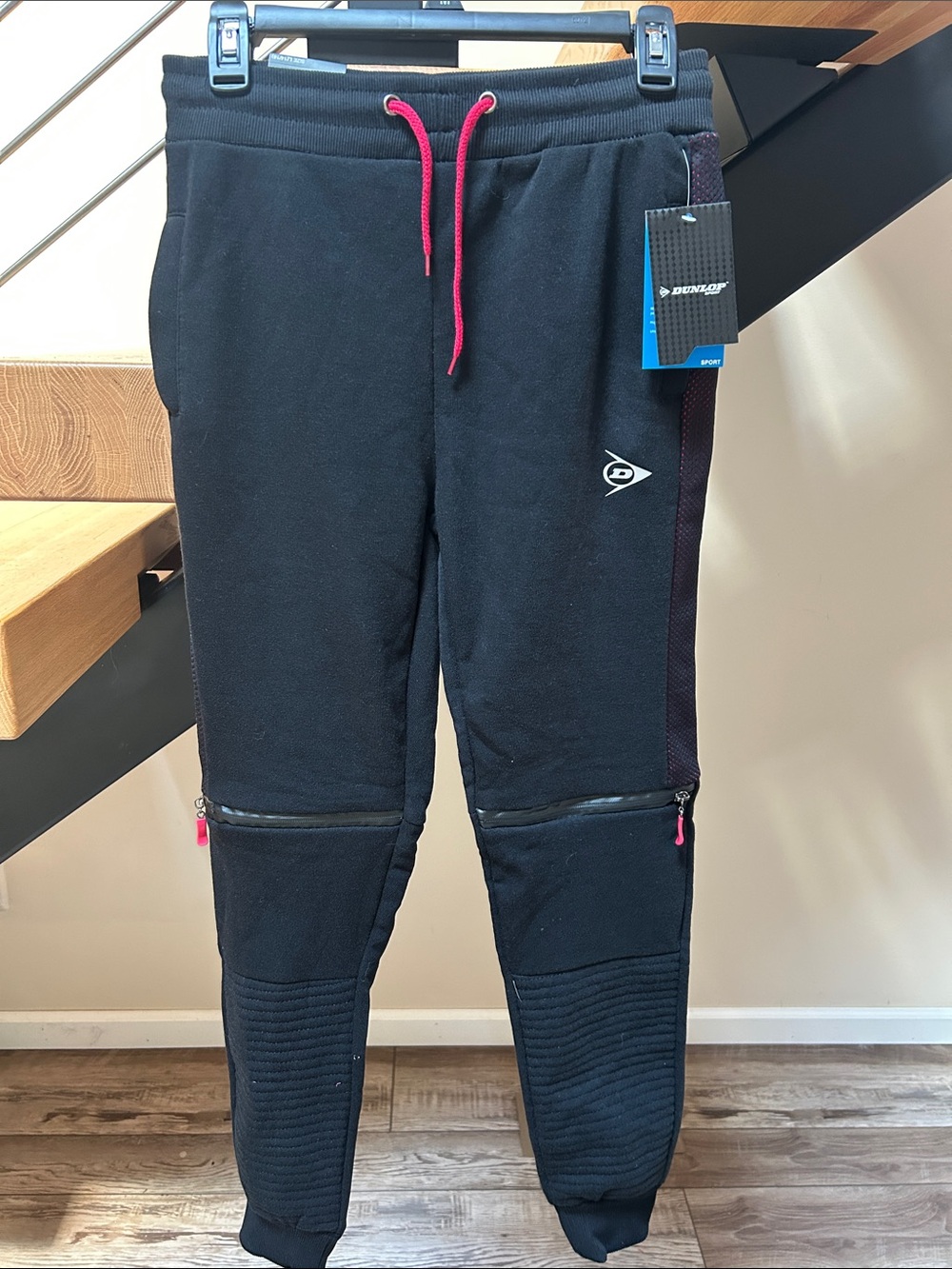 Dunlop Kids' Black Jogger Sweatpants with Pink Accents